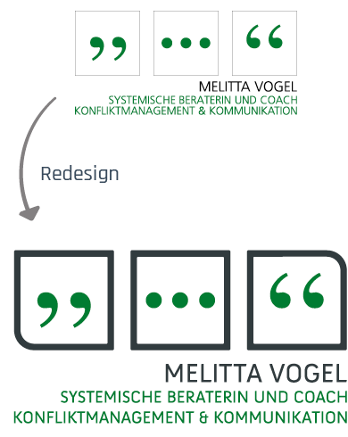 Zur Visualisierung des Redesigns ist das das alte und das neue Logo von Melitta Vogel zu sehen